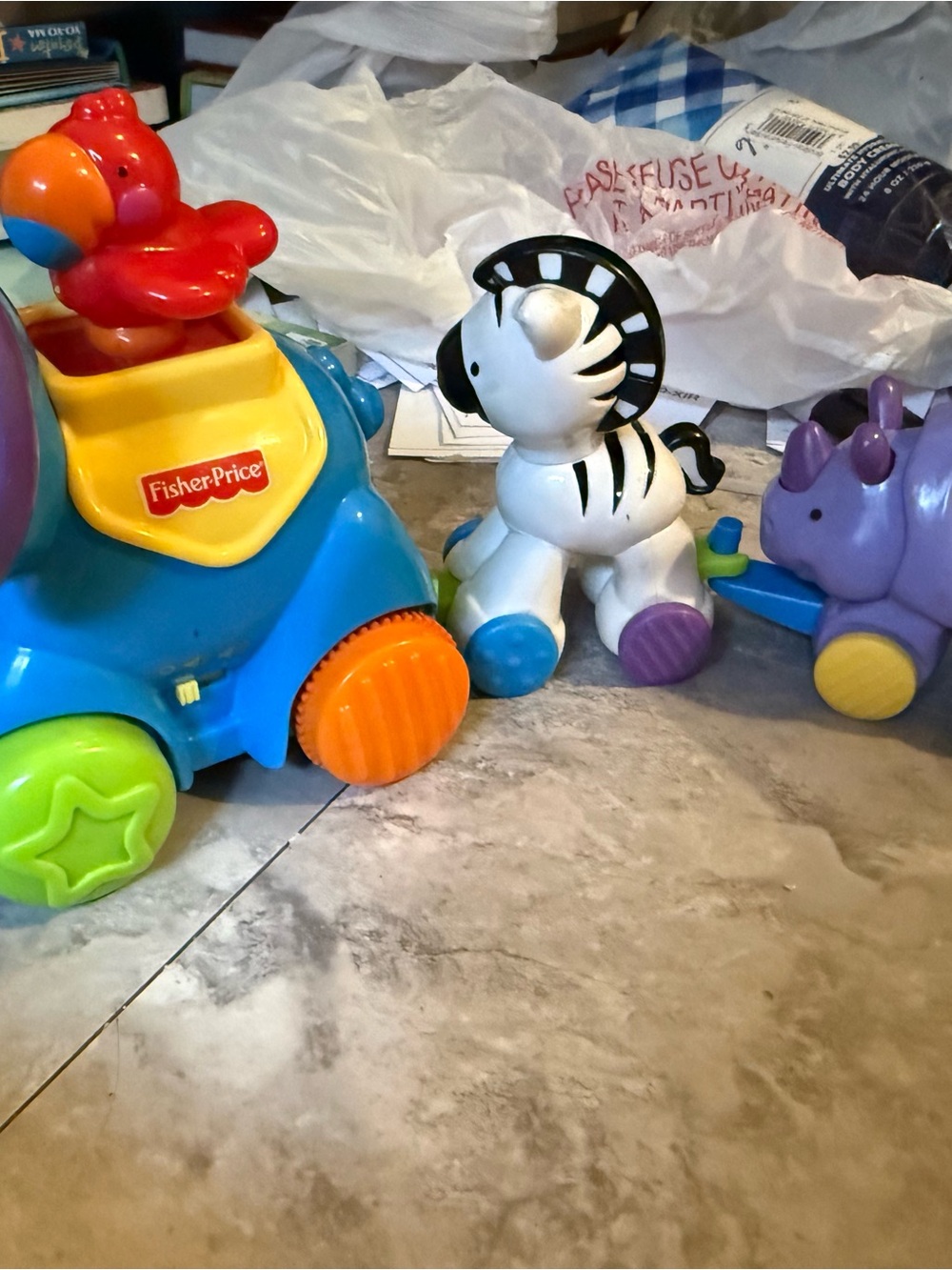 Fisher-Price Colorful Pull-Along Animal Toy Set - Blue/White/Purple